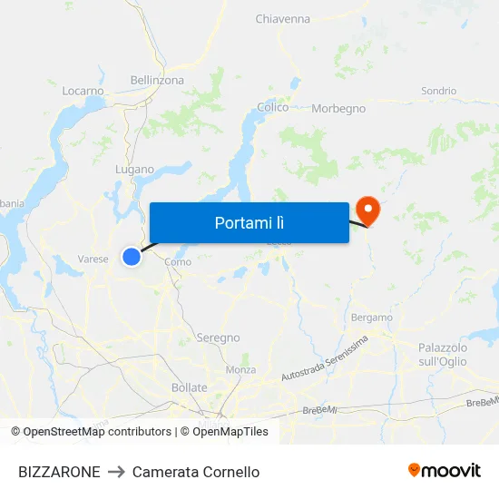 BIZZARONE to Camerata Cornello map