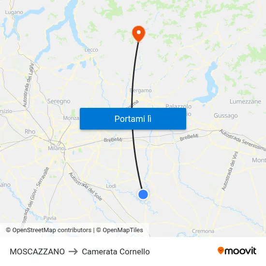 MOSCAZZANO to Camerata Cornello map