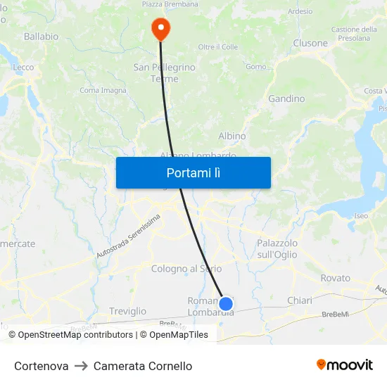 Cortenova to Camerata Cornello map