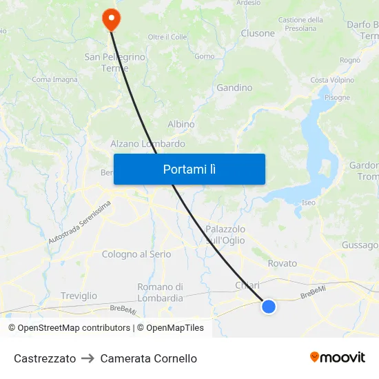 Castrezzato to Camerata Cornello map