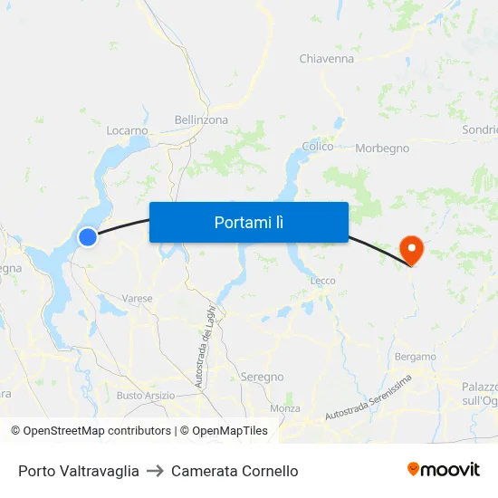 Porto Valtravaglia to Camerata Cornello map
