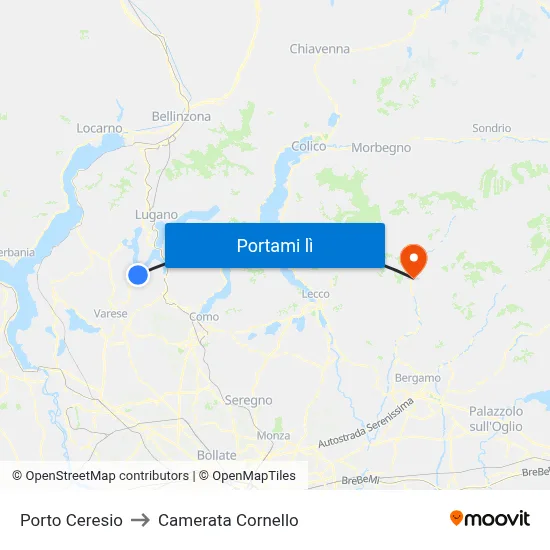 Porto Ceresio to Camerata Cornello map