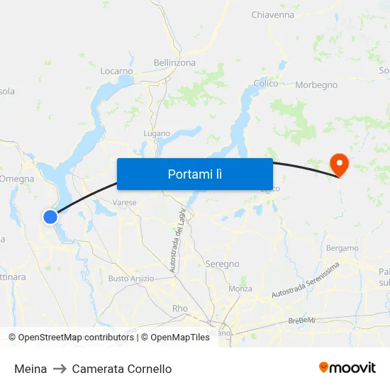Meina to Camerata Cornello map