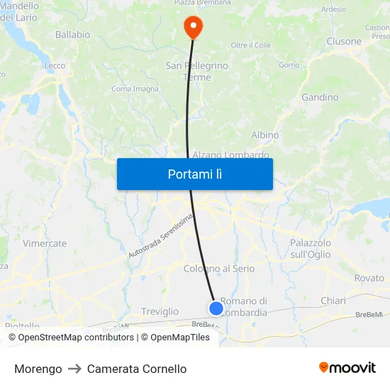 Morengo to Camerata Cornello map