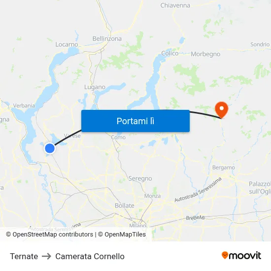 Ternate to Camerata Cornello map