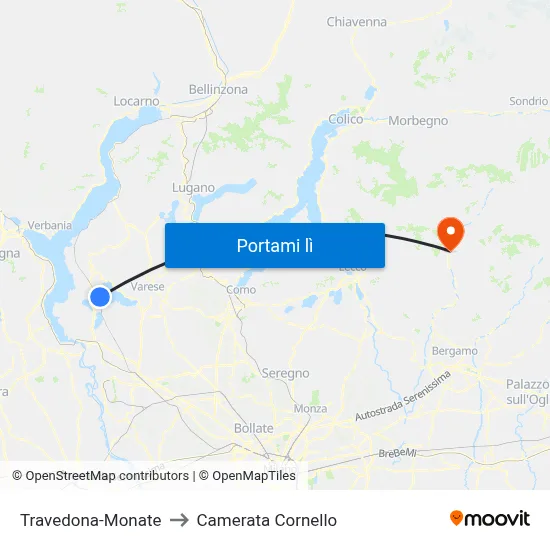 Travedona-Monate to Camerata Cornello map