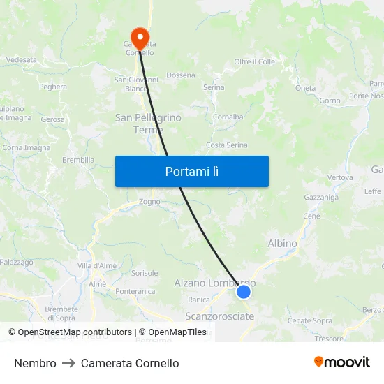 Nembro to Camerata Cornello map