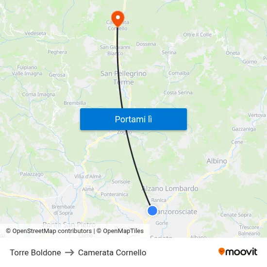 Torre Boldone to Camerata Cornello map