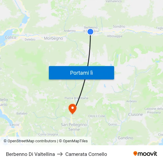 Berbenno Di Valtellina to Camerata Cornello map