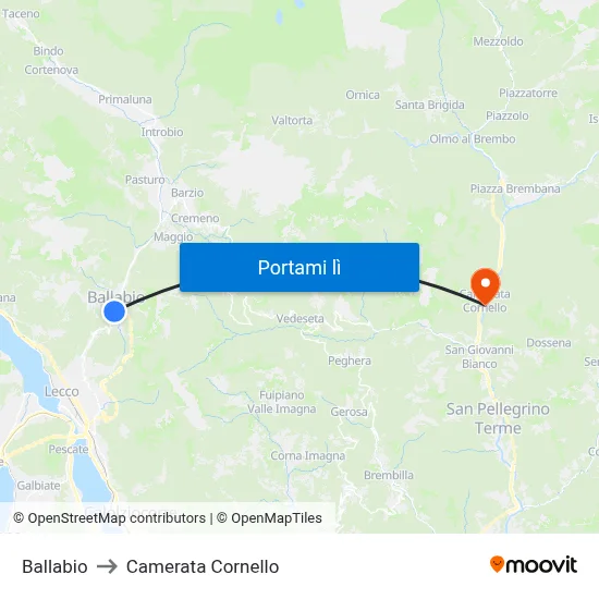 Ballabio to Camerata Cornello map