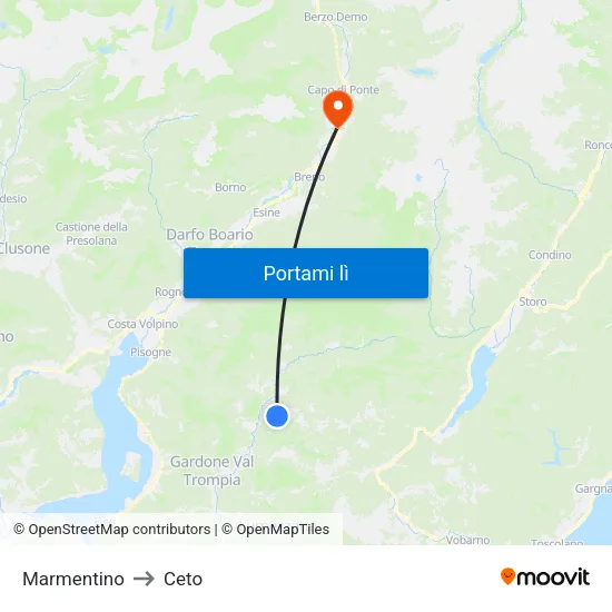 Marmentino to Ceto map