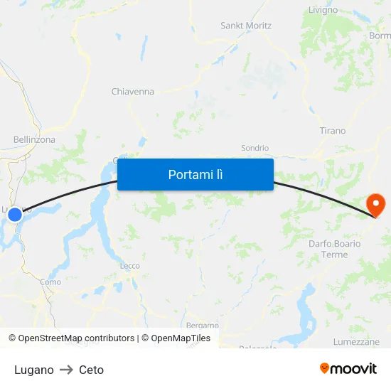 Lugano to Ceto map
