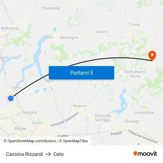 Cassina Rizzardi to Ceto map