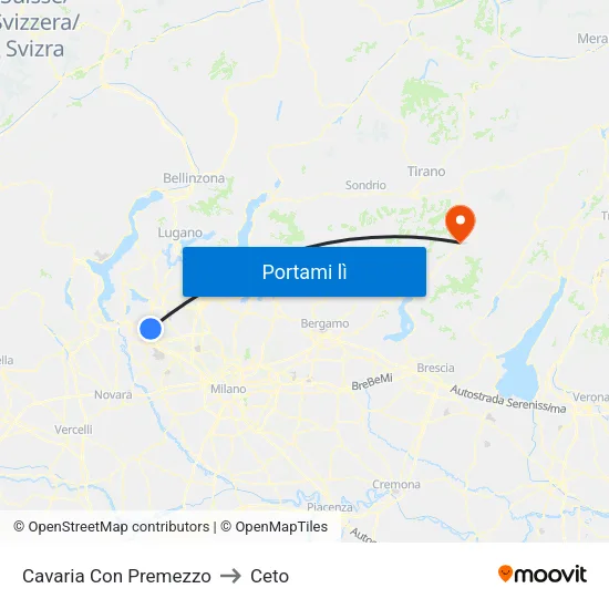 Cavaria Con Premezzo to Ceto map