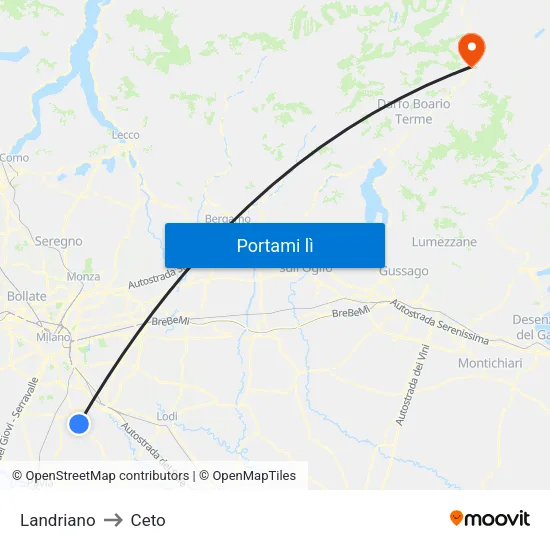 Landriano to Ceto map