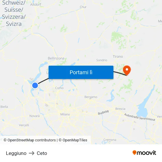 Leggiuno to Ceto map