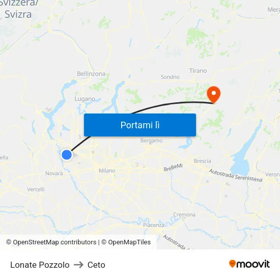 Lonate Pozzolo to Ceto map