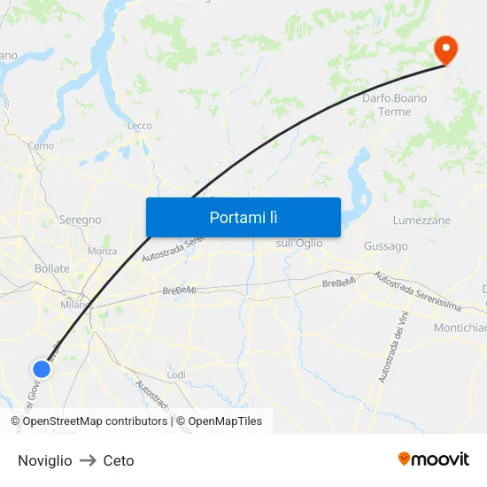 Noviglio to Ceto map