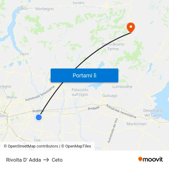 Rivolta D' Adda to Ceto map