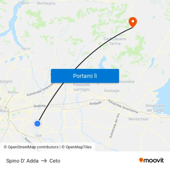 Spino D' Adda to Ceto map