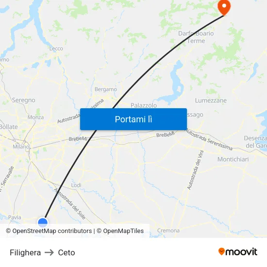 Filighera to Ceto map