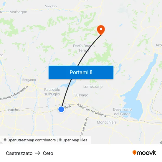 Castrezzato to Ceto map