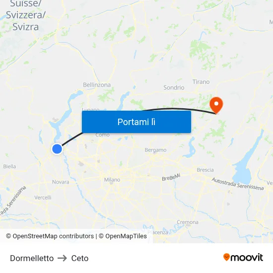 Dormelletto to Ceto map