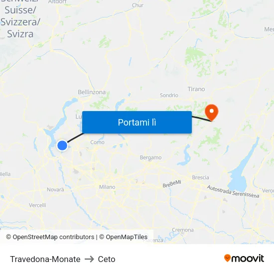 Travedona-Monate to Ceto map