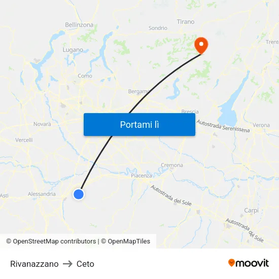 Rivanazzano to Ceto map