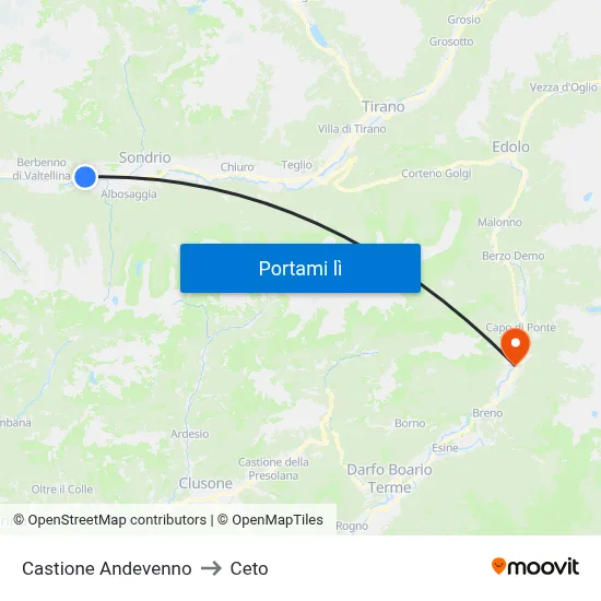 Castione Andevenno to Ceto map