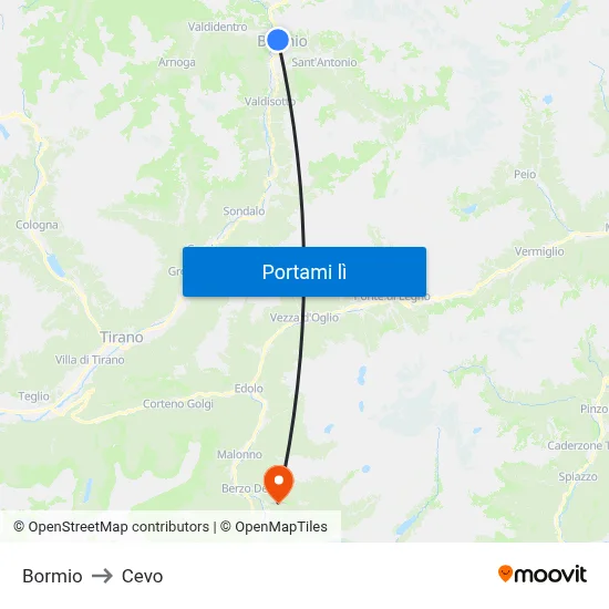Bormio to Cevo map