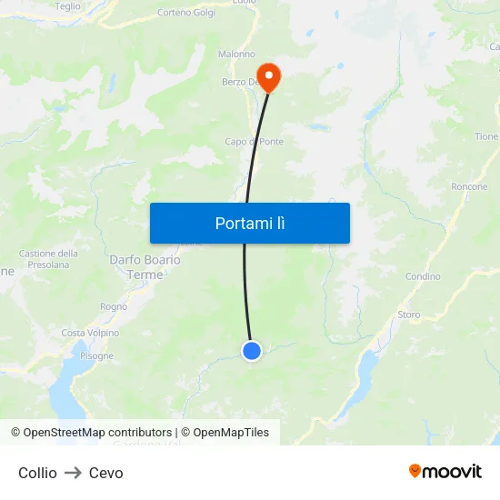 Collio to Cevo map