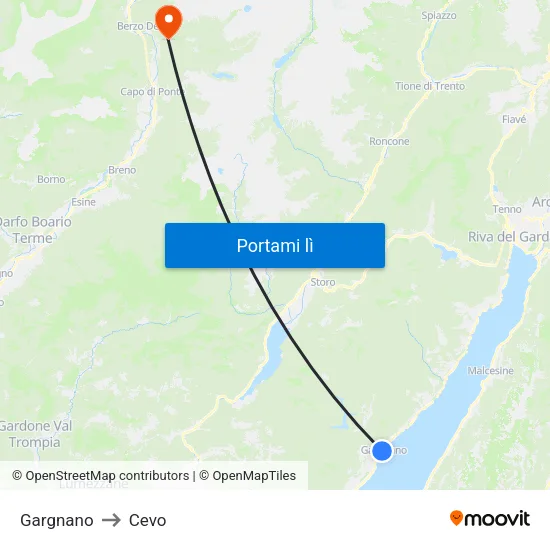 Gargnano to Cevo map