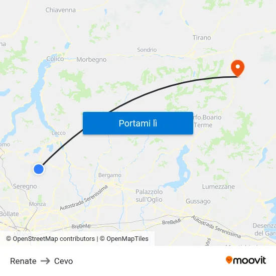 Renate to Cevo map