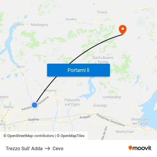 Trezzo Sull' Adda to Cevo map