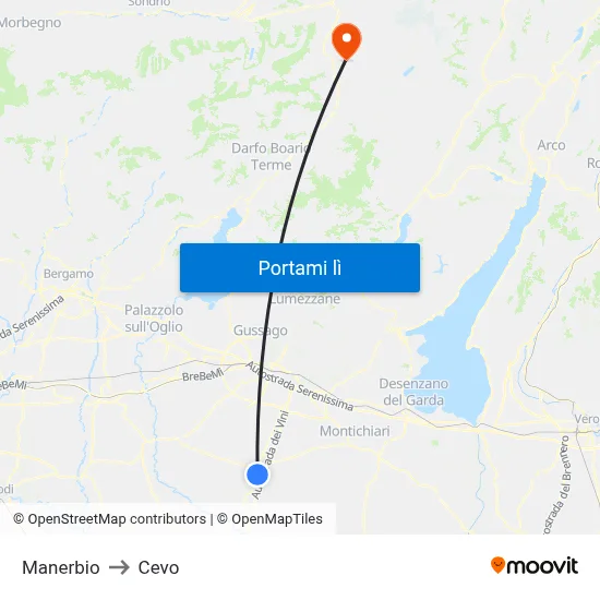 Manerbio to Cevo map