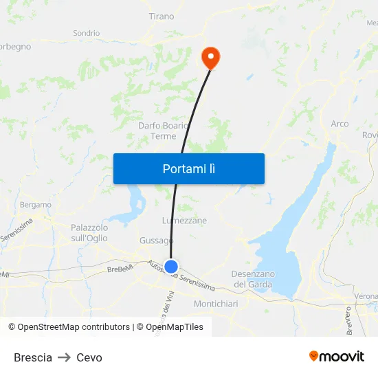 Brescia to Cevo map