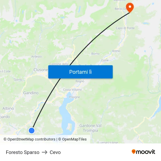 Foresto Sparso to Cevo map