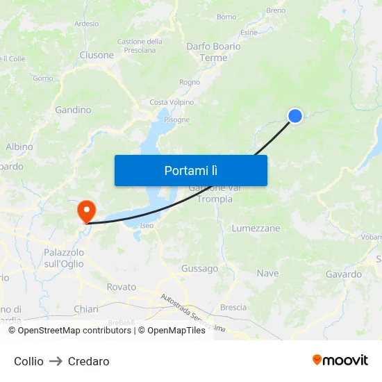 Collio to Credaro map