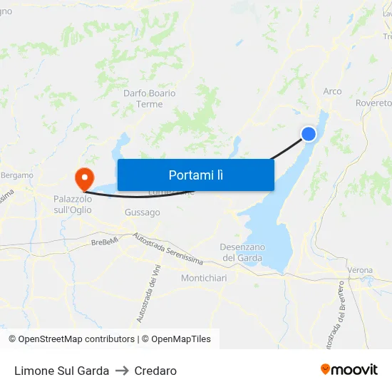 Limone Sul Garda to Credaro map