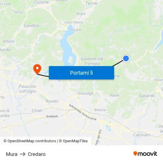 Mura to Credaro map