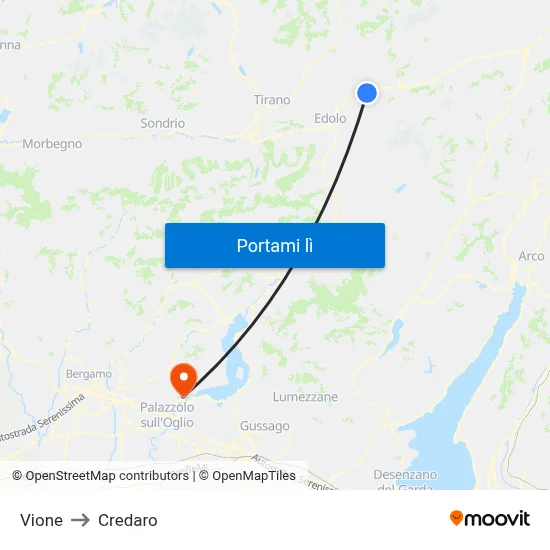 Vione to Credaro map