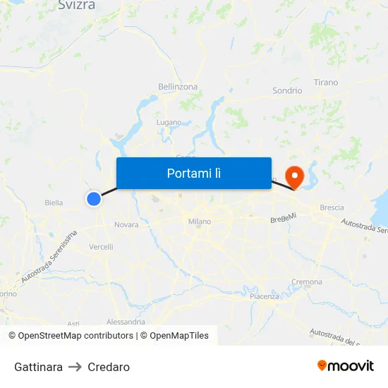 Gattinara to Credaro map