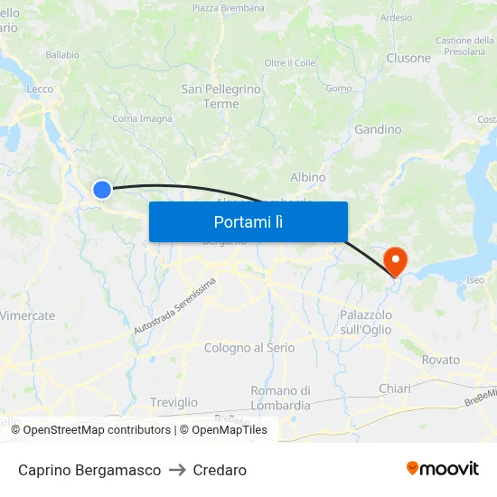 Caprino Bergamasco to Credaro map