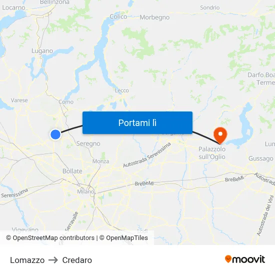 Lomazzo to Credaro map