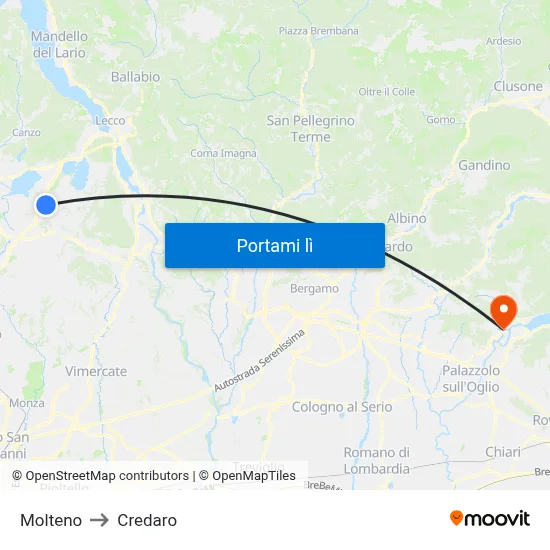 Molteno to Credaro map