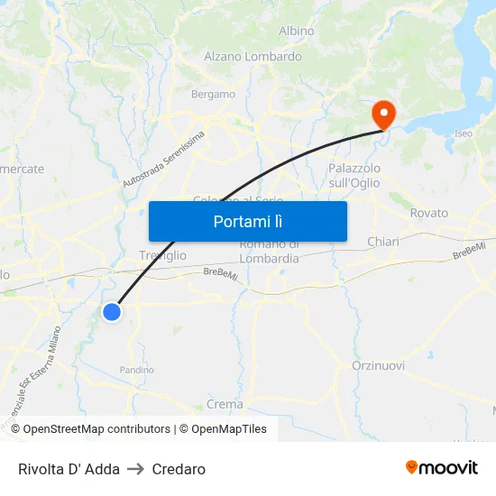 Rivolta D' Adda to Credaro map