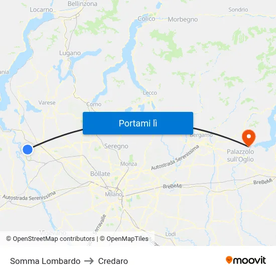 Somma Lombardo to Credaro map
