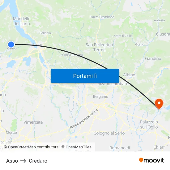 Asso to Credaro map