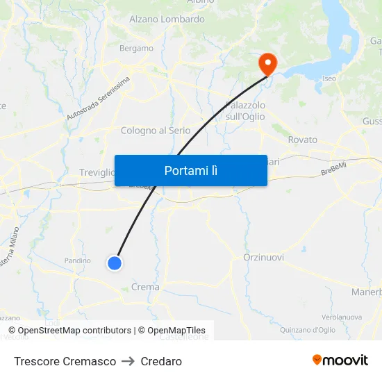 Trescore Cremasco to Credaro map